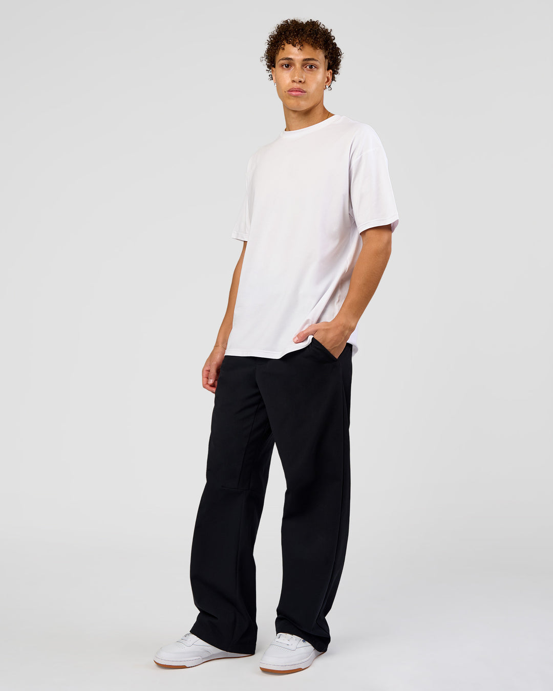 Man wearing Forever EffortlessTech Tee - White | Model:Leandro | Size:M - view 3