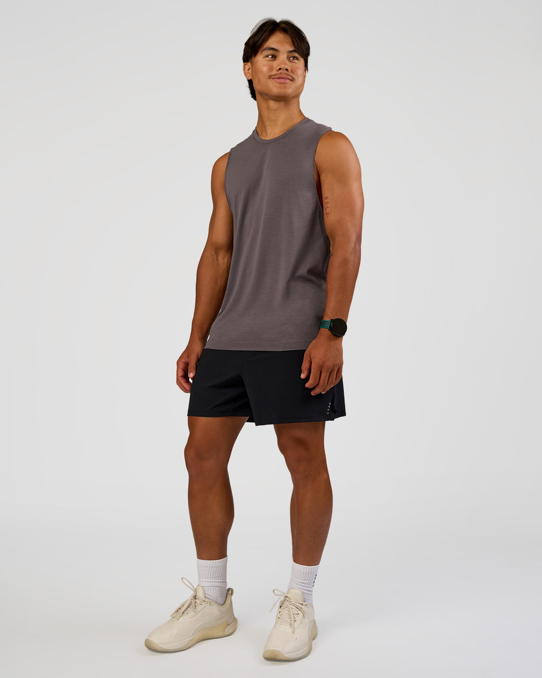 Man wearing Functional Training 5" Short - Black | Model:George | Size:M - view 7