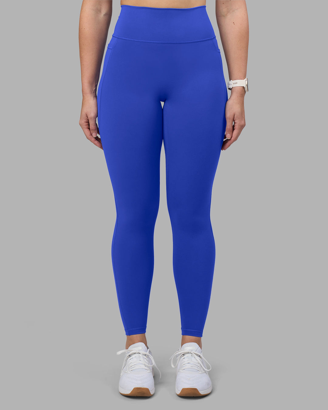 Woman wearing Fusion Ultra High-Rise Full Length Legging Pockets - Power Cobalt | Model:Amy | Size:M - view 6