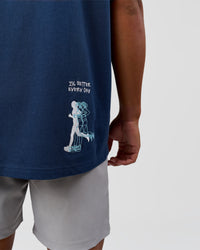 Man wearing GG Heavyweight Oversized Tee - Future Navy | Model:Malebo | Size:M | Thumbnail Index: 15