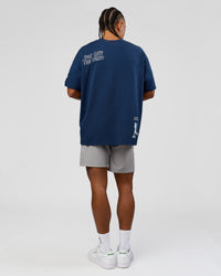 Man wearing GG Heavyweight Oversized Tee - Future Navy | Model:Malebo | Size:M | Thumbnail Index: 16