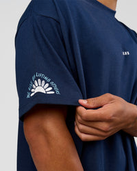 Man wearing GG Heavyweight Oversized Tee - Future Navy | Model:Malebo | Size:M | Thumbnail Index: 11