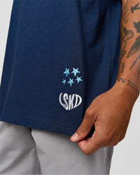 Man wearing GG Heavyweight Oversized Tee - Future Navy | Model:Malebo | Size:M | Thumbnail Index: 12
