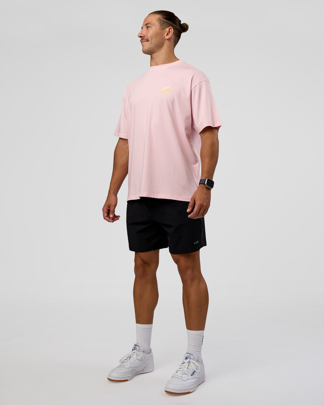 Man wearing Grace Grove FLXCotton Oversize Tee - Marshmallow | Model:Jaiden | Size:M - view 7