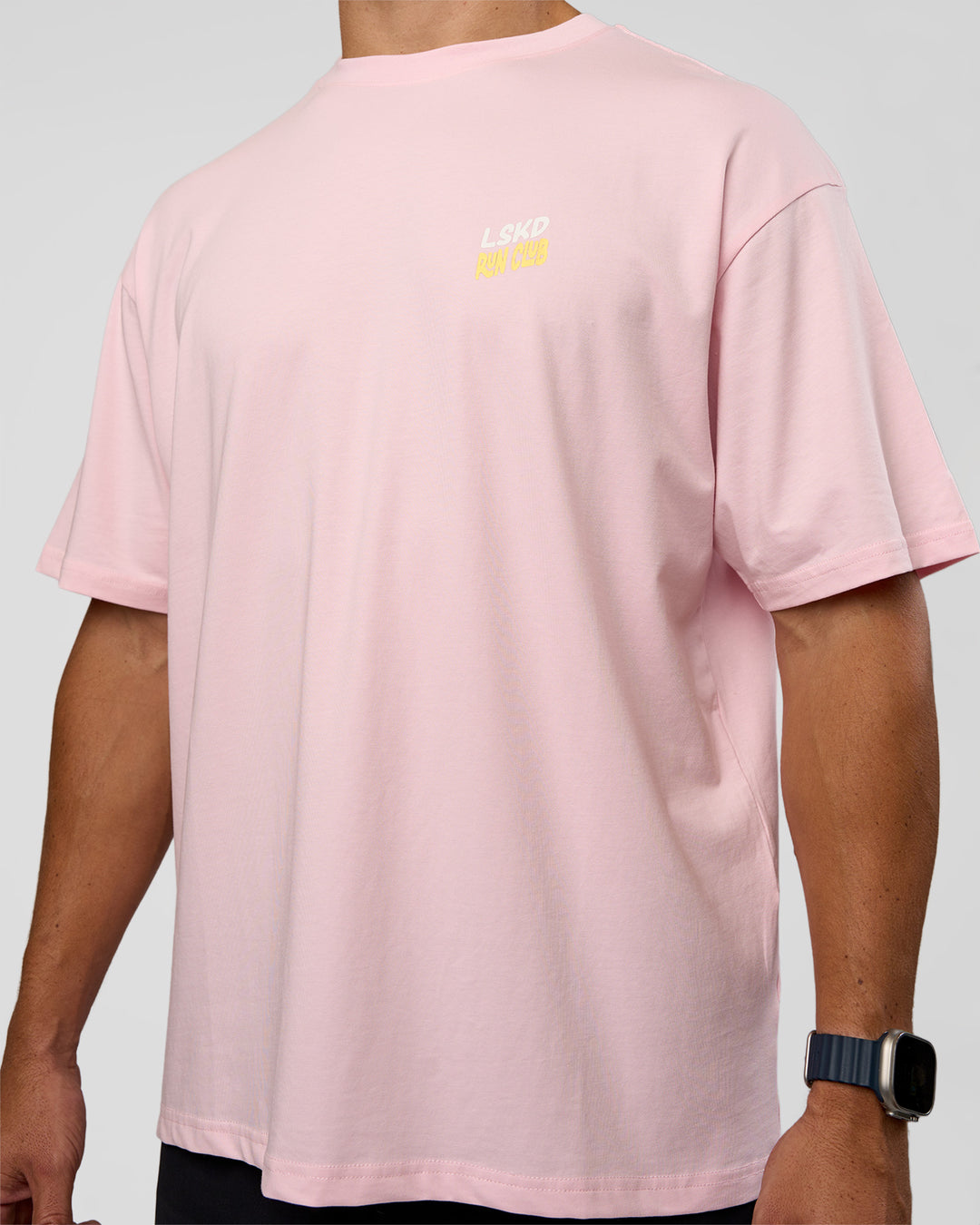 Man wearing Grace Grove FLXCotton Oversize Tee - Marshmallow | Model:Jaiden | Size:M - view 8