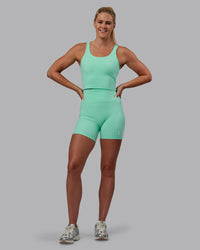 Woman wearing Gracious Shelf Bra Tank - Ice Green | Thumbnail Index: 4
