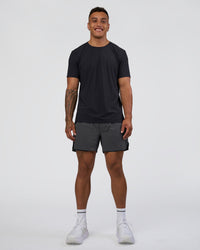Man wearing Hybrid Lined 5" Short - Dark Storm | Model:Daarian | Size:M | Thumbnail Index: 5