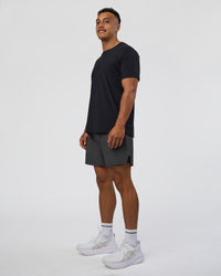 Man wearing Hybrid Lined 5" Short - Dark Storm | Model:Daarian | Size:M | Thumbnail Index: 2