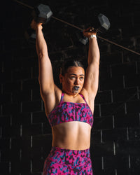 Woman wearing Inspired Sports Bra - Pink Luminous | Model:Teraipine | Size:M | Thumbnail Index: 2