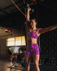 Woman wearing Inspired Sports Bra - Pink Luminous | Model:Teraipine | Size:M | Thumbnail Index: 6