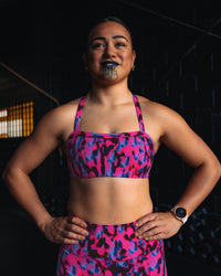 Woman wearing Inspired Sports Bra - Pink Luminous | Model:Teraipine | Size:M | Thumbnail Index: 9