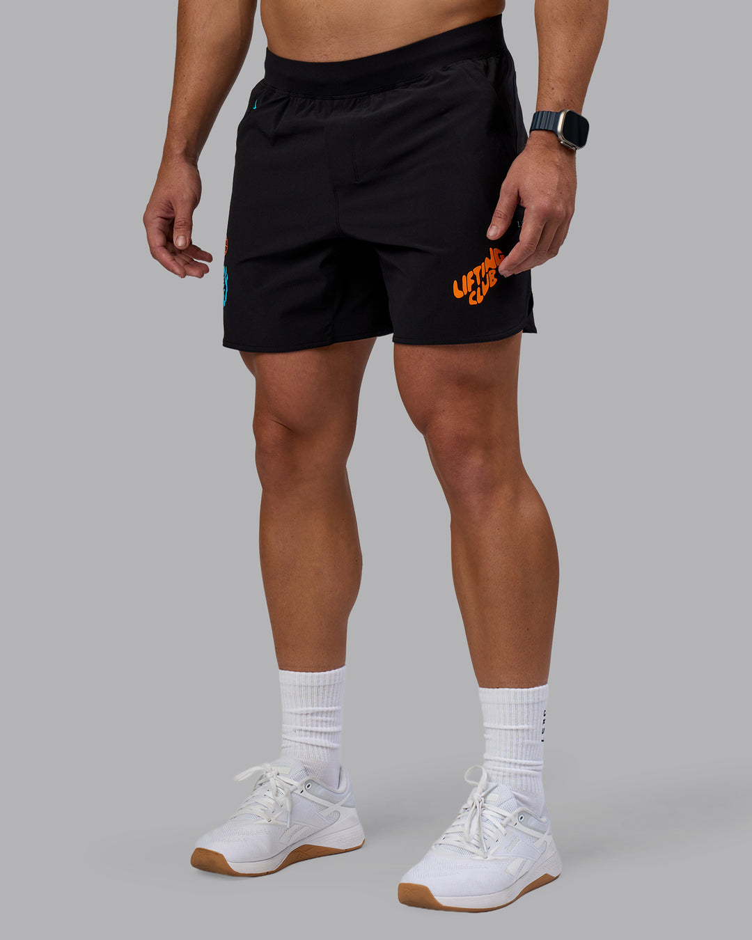 Man wearing Lift 6" Short - Black-Blue Atoll | Model:Jaiden | Size:M - view 9