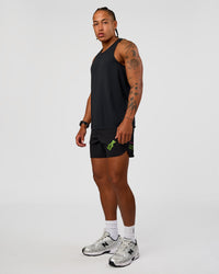 Man wearing Lift 6" Short - Black-Sugar Plum Lime | Model:Malebo | Size:M | Thumbnail Index: 6