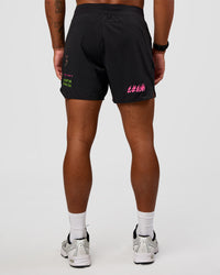 Man wearing Lift 6" Short - Black-Sugar Plum Lime | Model:Malebo | Size:M | Thumbnail Index: 7