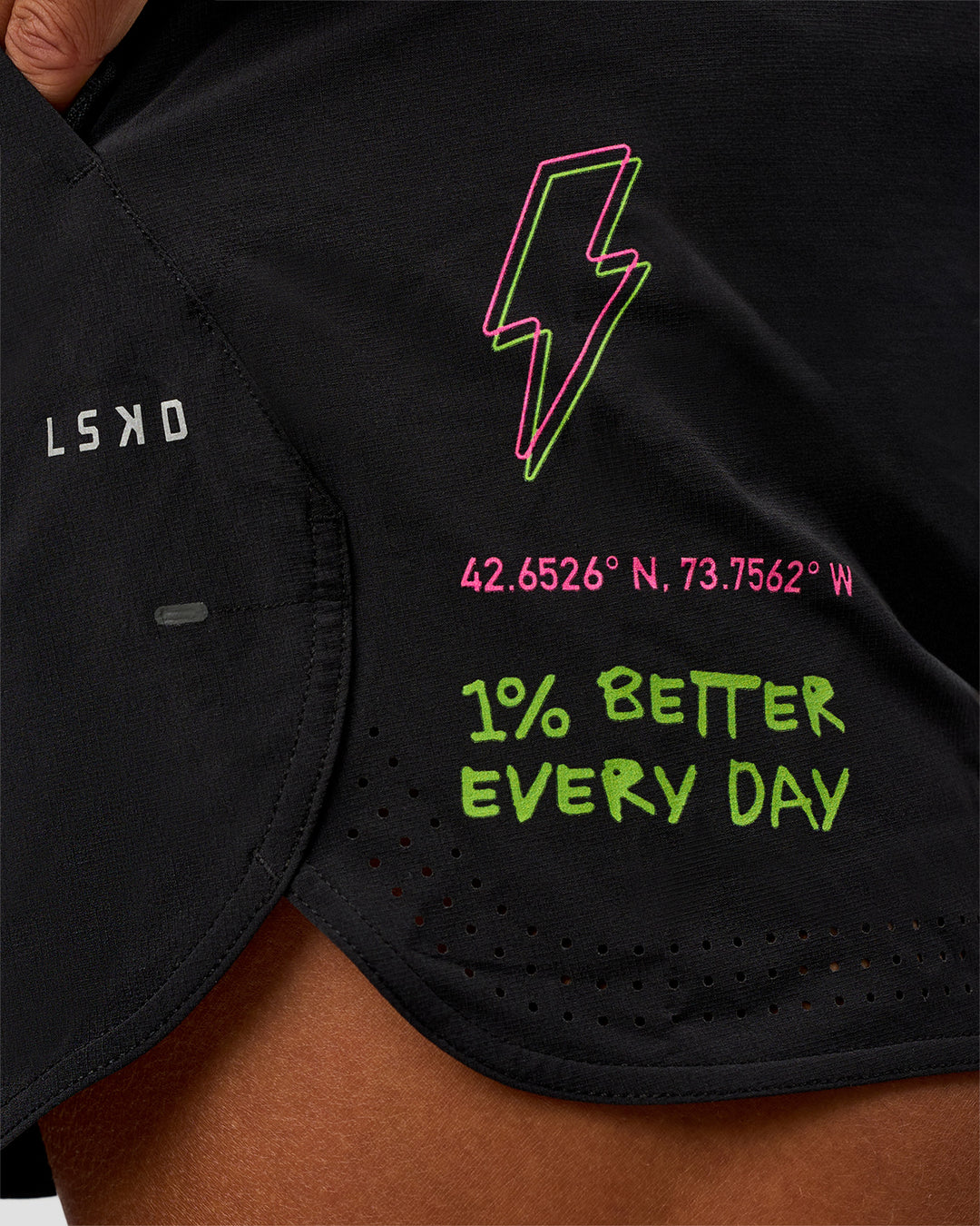 Man wearing Lift 6" Short - Black-Sugar Plum Lime | Model:Malebo | Size:M - view 4