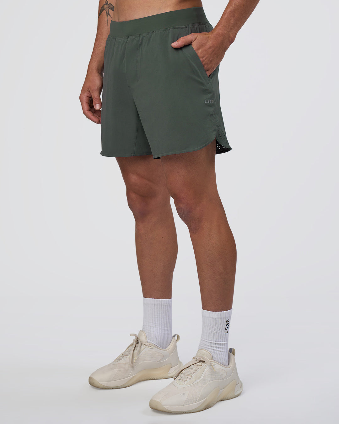 Man wearing Lift 6" Short - Carbon Green | Model:Konnor | Size:M - view 7