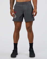 Man wearing Lift 6" Short - Dark Storm-Scarlet | Model:Daarian | Size:M | Thumbnail Index: 1