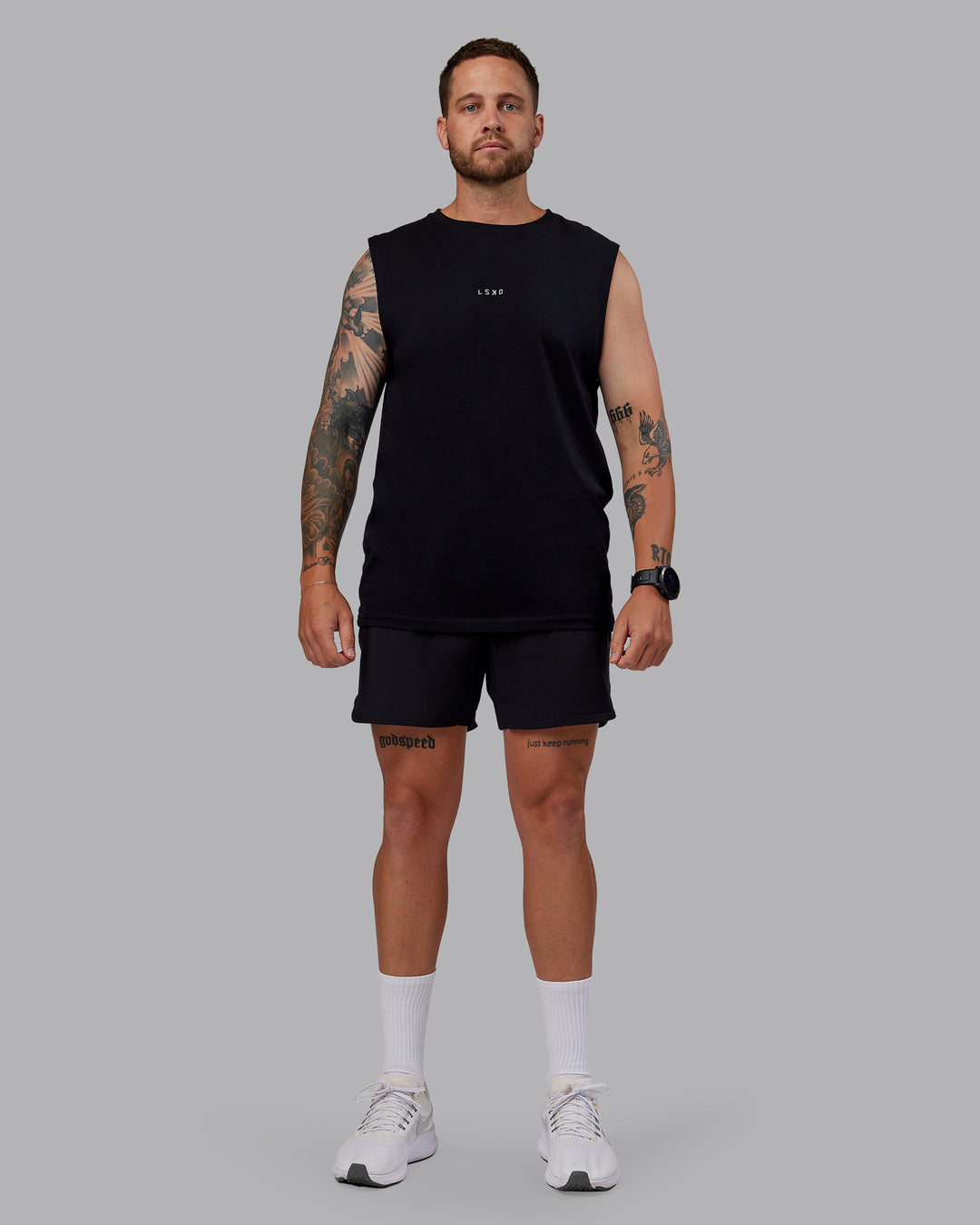 Man wearing Lift Lined 6" Short in Black-Reflective | Size:M - view 6