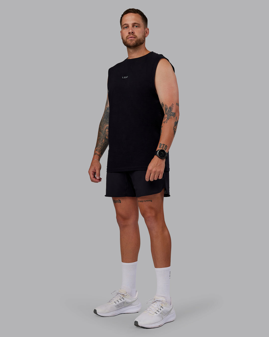 Man wearing Lift Lined 6" Short in Black-Reflective | Size:M - view 3