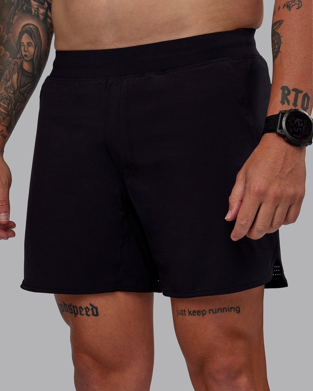 Man wearing Lift Lined 6" Short in Black-Reflective | Size:M - view 5