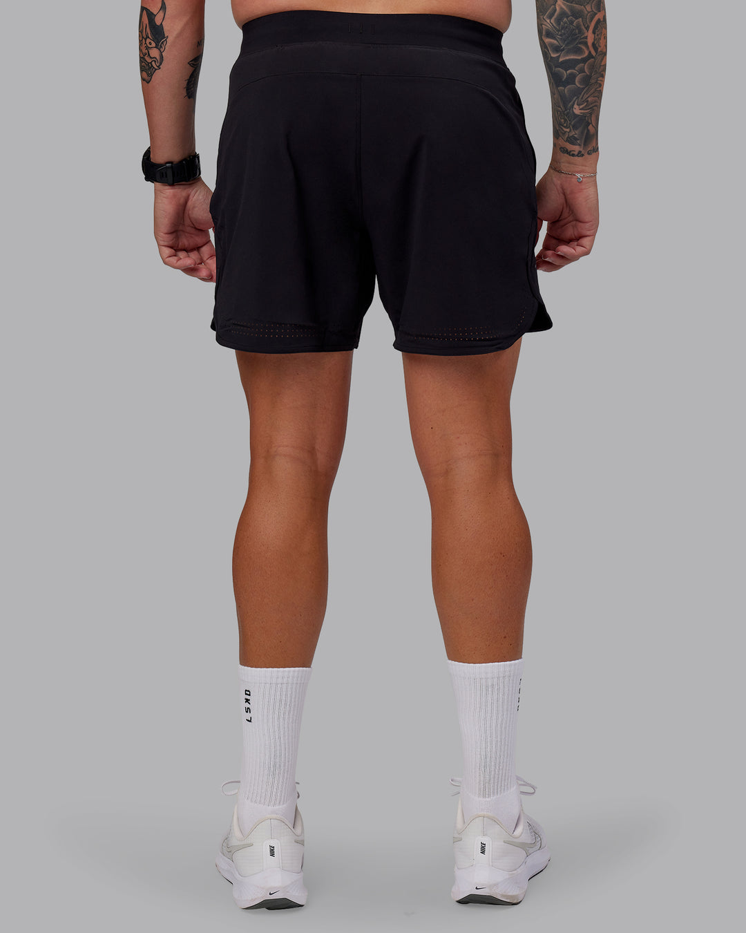 Man wearing Lift Lined 6" Short in Black-Reflective | Size:M - view 4