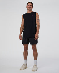 Man wearing Lifting Club FLXCotton Tank - Black-Ultra Fuchsia | Model:Konnor | Size:M | Thumbnail Index: 1