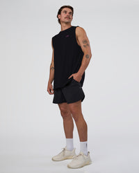 Man wearing Lifting Club FLXCotton Tank - Black-Ultra Fuchsia | Model:Konnor | Size:M | Thumbnail Index: 3