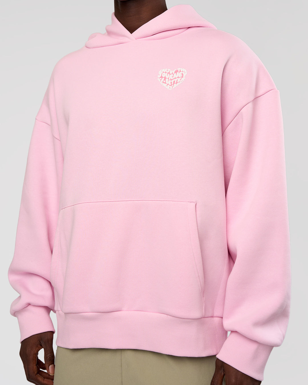 Man wearing Love The Journey Unisex Oversized Hoodie - Marshmallow-White | Model:Okello | Size:M - view 8