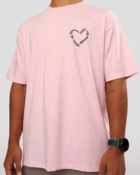 Man wearing Love The Process FLXCotton Oversize Tee - Marshmallow-Midnight Plum | Model:George | Size:M | Thumbnail Index: 7