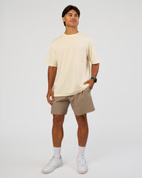 Man wearing Love The Process FLXCotton Oversize Tee - Off White-Marshmallow | Model:George | Size:M | Thumbnail Index: 8