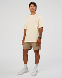 Man wearing Love The Process FLXCotton Oversize Tee - Off White-Marshmallow | Model:George | Size:M | Thumbnail Index: 5