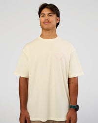 Man wearing Love The Process FLXCotton Oversize Tee - Off White-Marshmallow | Model:George | Size:M | Thumbnail Index: 2