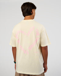 Man wearing Love The Process FLXCotton Oversize Tee - Off White-Marshmallow | Model:George | Size:M | Thumbnail Index: 1