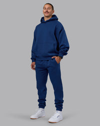 Man wearing MVP Oversized Hoodie - Midnight Blue | Model:Jaiden | Size:M | Thumbnail Index: 5