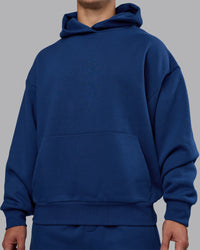 Man wearing MVP Oversized Hoodie - Midnight Blue | Model:Jaiden | Size:M | Thumbnail Index: 9