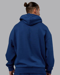 Man wearing MVP Oversized Hoodie - Midnight Blue | Model:Jaiden | Size:M | Thumbnail Index: 3