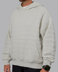 Man wearing MVP Quilted Oversized Hoodie in Digital Mist-Geometric | Model:Macca | Size:M | Thumbnail Index: 7
