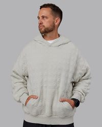 Man wearing MVP Quilted Oversized Hoodie in Digital Mist-Geometric | Model:Macca | Size:M | Thumbnail Index: 4