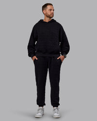 Man wearing MVP Quilted Track Pant - Black-Geometric | Model:Macca | SIze:M | Thumbnail Index: 8