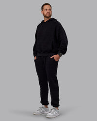 Man wearing MVP Quilted Track Pant - Black-Geometric | Model:Macca | SIze:M | Thumbnail Index: 9