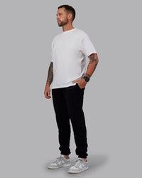 Man wearing MVP Quilted Track Pant - Black-Geometric | Model:Macca | SIze:M | Thumbnail Index: 6