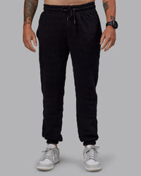 Man wearing MVP Quilted Track Pant - Black-Geometric | Model:Macca | SIze:M | Thumbnail Index: 15