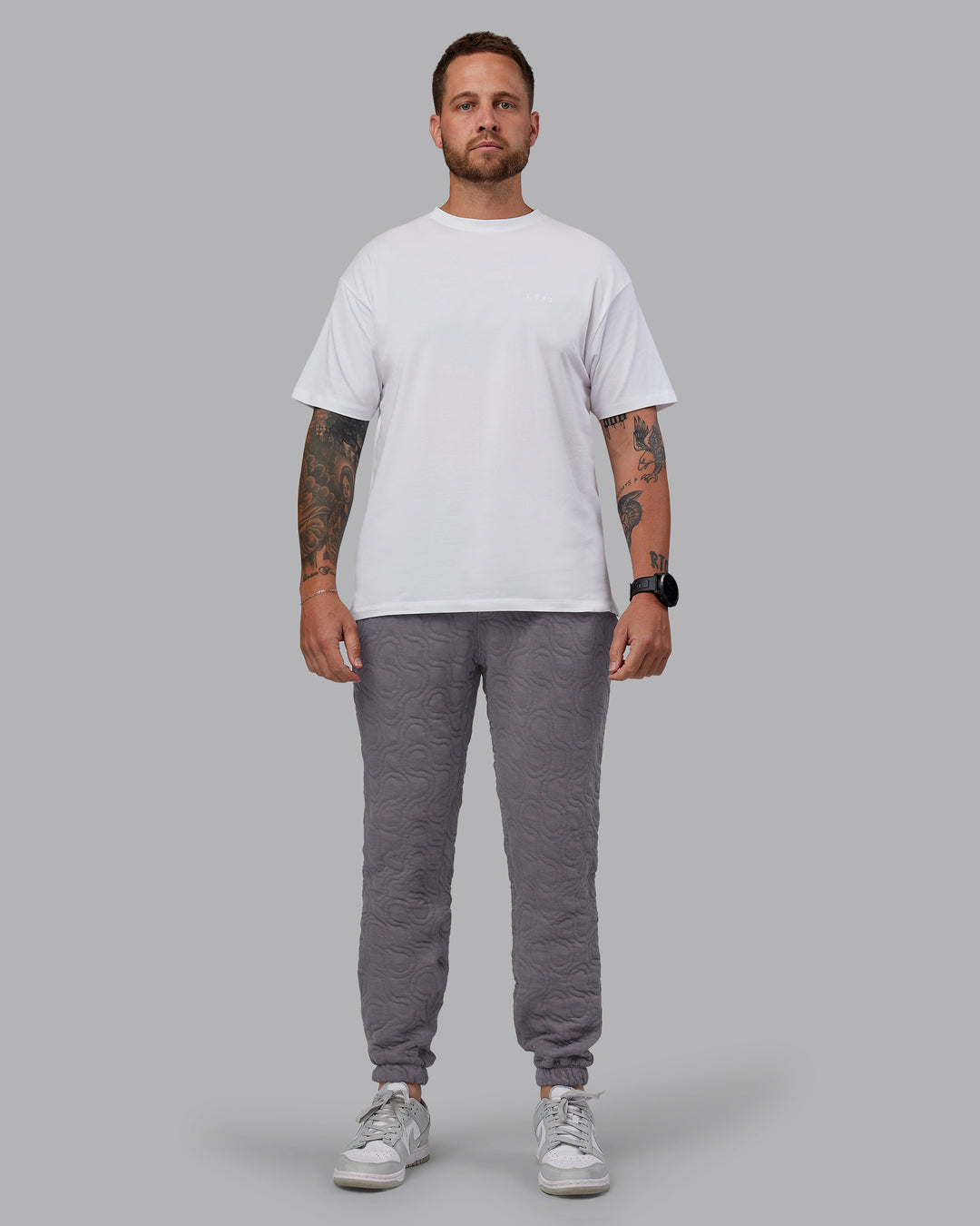 Man wearing MVP Quilted Track Pant - Storm Front-Geometric | Model:Macca | Size:M - view 9