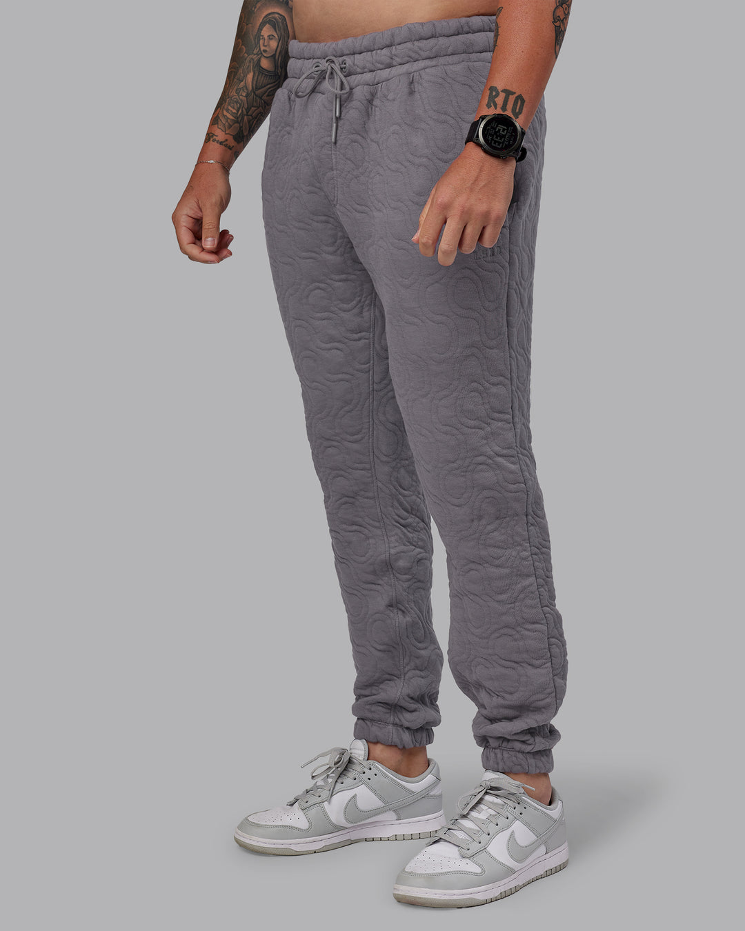 Man wearing MVP Quilted Track Pant - Storm Front-Geometric | Model:Macca | Size:M - view 12