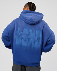 Man wearing Memory In Motion Ultra Heavyweight Washed Hoodie - Electric Indigo Washed | Model:Malebo | Size:M | Thumbnail Index: 2