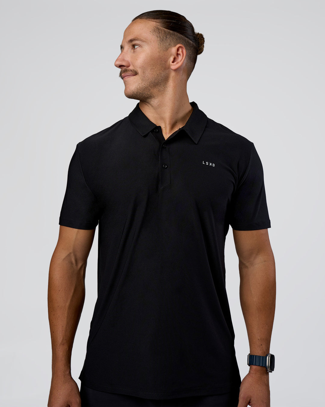 Man wearing Drive Polo - Black | Model:Jaiden | Size:M - view 1
