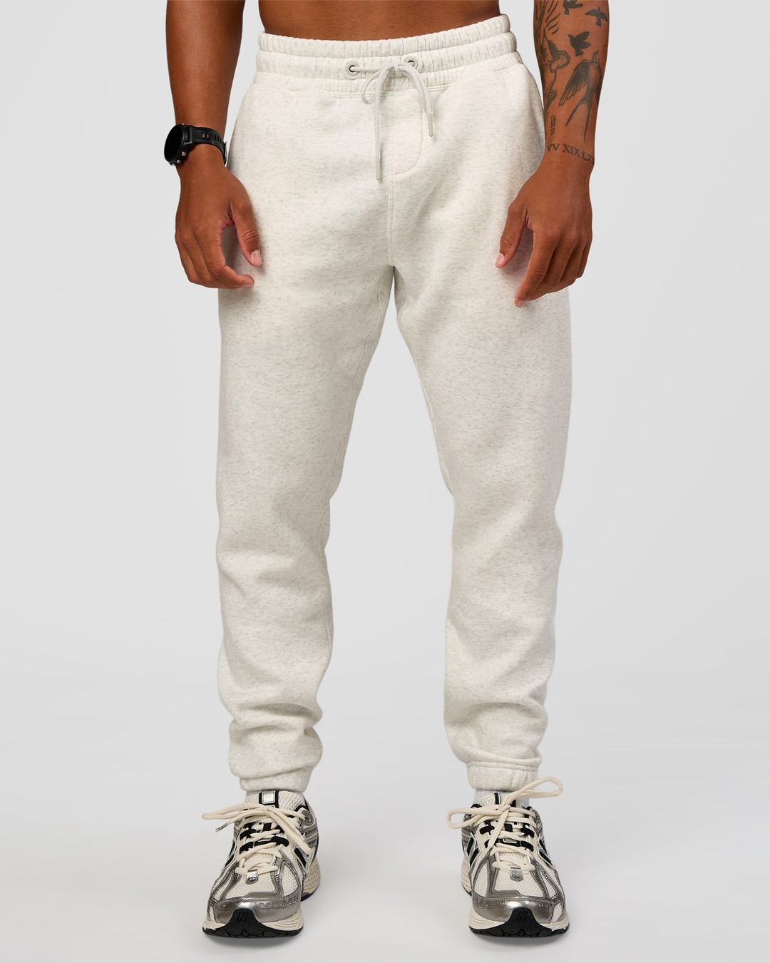 Man wearing MVP Cuffed Track Pant - Silver Marl | Model:Malebo | Size:M - view 6