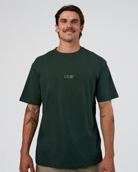 Man wearing Merry Journey FLXCotton Oversized Tee - Vital Green-White | Model:Konnor | Size:M | Thumbnail Index: 2