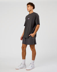 Man wearing Miami Snatch FLXCotton Oversized Tee - Dark Storm-Marshmallow | Model:Leandro | Size:M | Thumbnail Index: 14