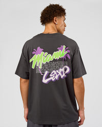 Man wearing Miami Snatch FLXCotton Oversized Tee - Dark Storm-Marshmallow | Model:Leandro | Size:M | Thumbnail Index: 12